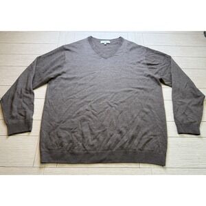 Turnbury Extra Fine Merino Wool V-Neck Pullover Men's Sweater Taupe Brown Sz 2XT